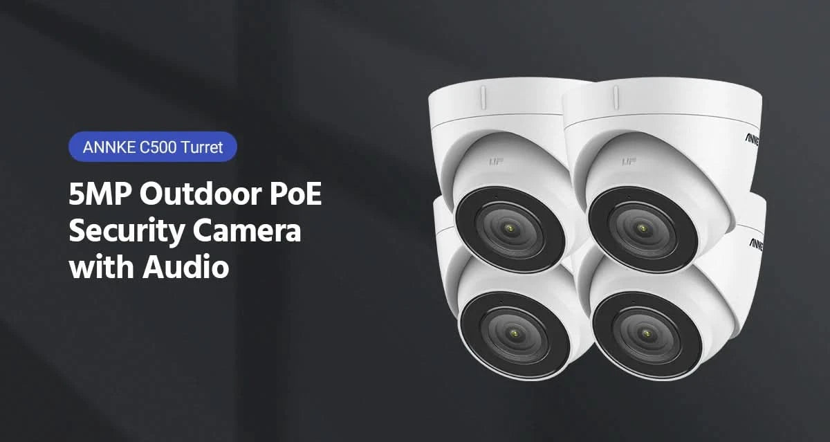 ANNKE C500 Ultra HD 5MP POE Camera IP67 Weatherproof Security Network White Dome 2.8mm EXIR Night Vision Email Alert PoE Camera