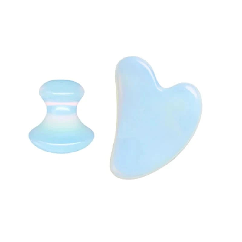 Opal Jade Massage Roller Gouache Scraper Set Natural Gouache Stone Face Lifting Tool Massager For Facial Gua Sha Anti Wrinkle - M & M Global