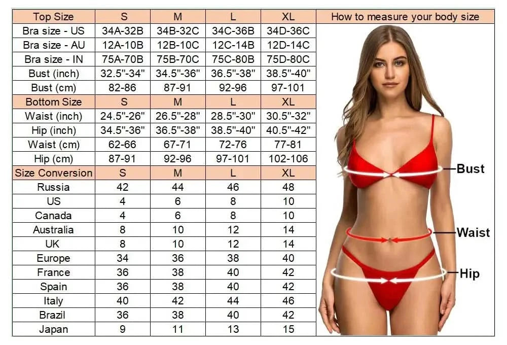 Oiinaa Bathing Suit Women Bikinis Set Sexy Swimsuit Beachwear Bikini Sets Summer Beach Swimwear Bathing Suit Female Biquinis - M & M Global