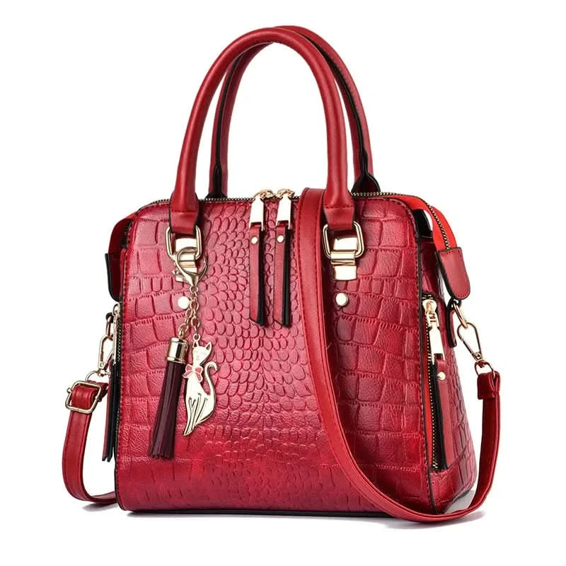 Yogodlns Luxury Crocodile Pattern Handbag Women Winter New PU Leather Tassel Shoulder Bag Brands Design Handle Bag Lady Purse - M & M Global
