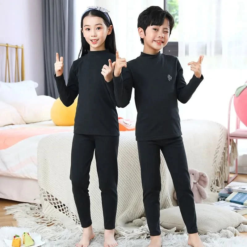 Autumn Winter Thermal Underwear Suit Girls Clothing Sets Boys Pajama Sets Baby No Trace Warm Sleepwear Candy Colors Kids Clothes - M & M Global