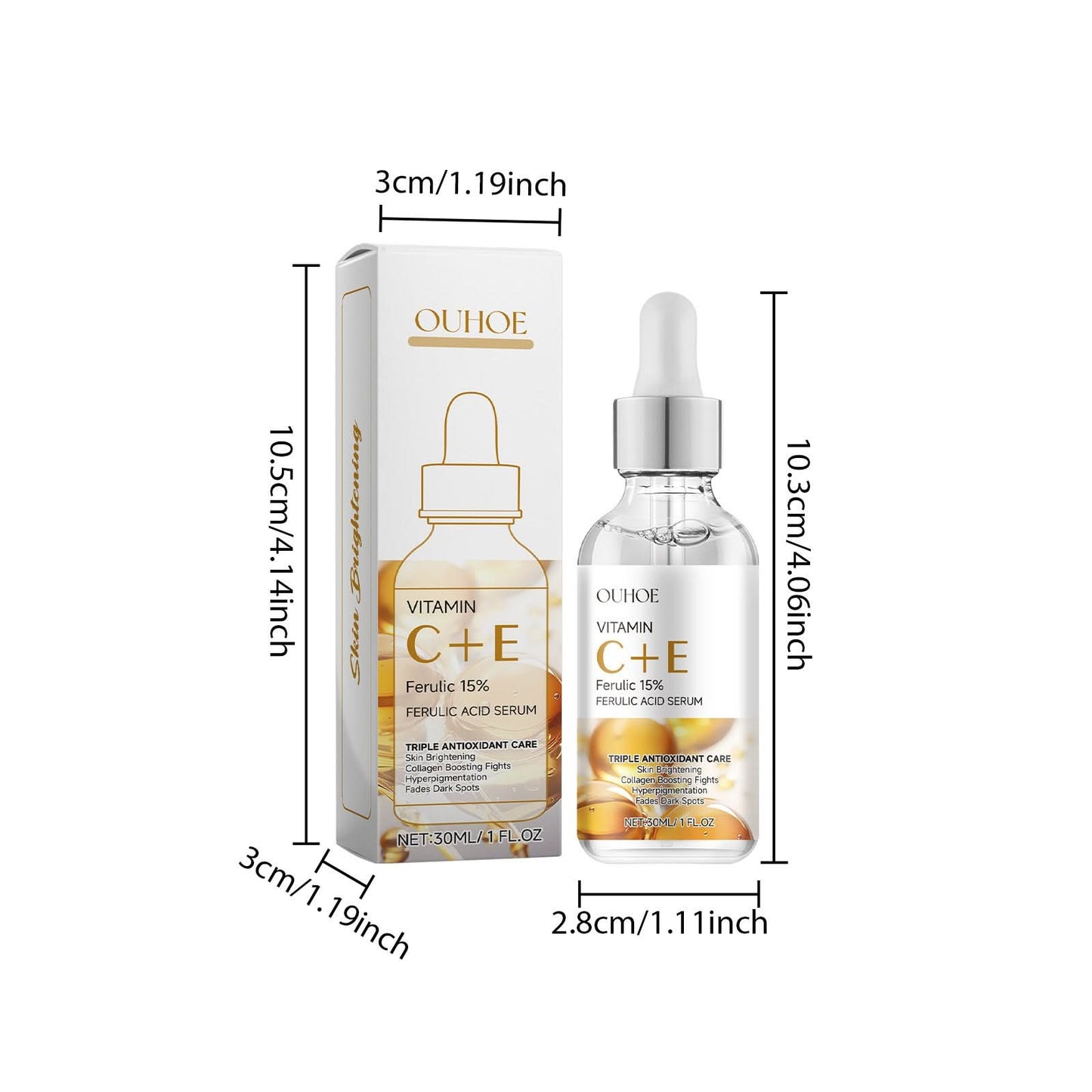 Ferulic Acid Serum Fade Fine Lines Firming Moisturizing Brightening Shrink Pores Vitamin C E Facial Essence Nourishing Skin Care - M & M Global