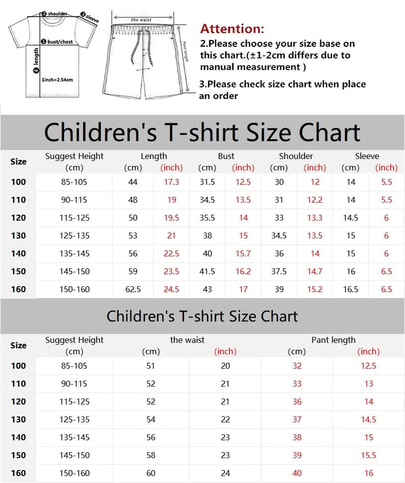 Summer 2025 new children's set for boys and girls, short sleeves and shorts, comfortable and breathable, 3d printed polyester fi - M & M Global