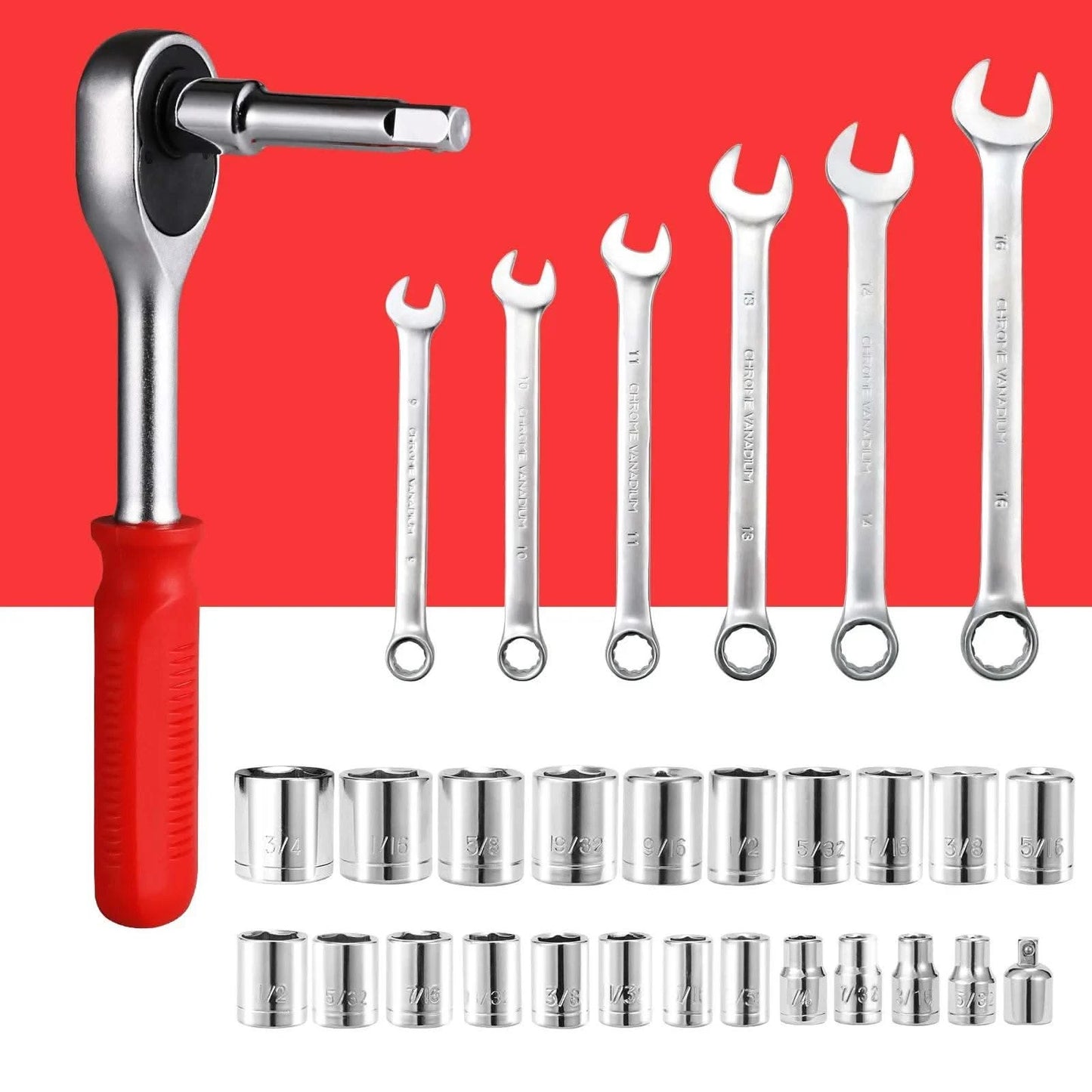 198 Piece Socket Wrench Auto Repair Tool Combination Package Mixed Tool Set Hand Tool Kit with Plastic Toolbox Storage Case - M & M Global