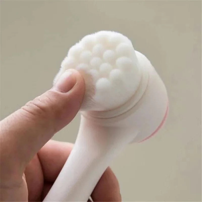 3D Double Silicone Facial Cleansing Brush Manual Massage Facial Brush Soft Bristles Exfoliator Double Sided Face Wash Brush - M & M Global