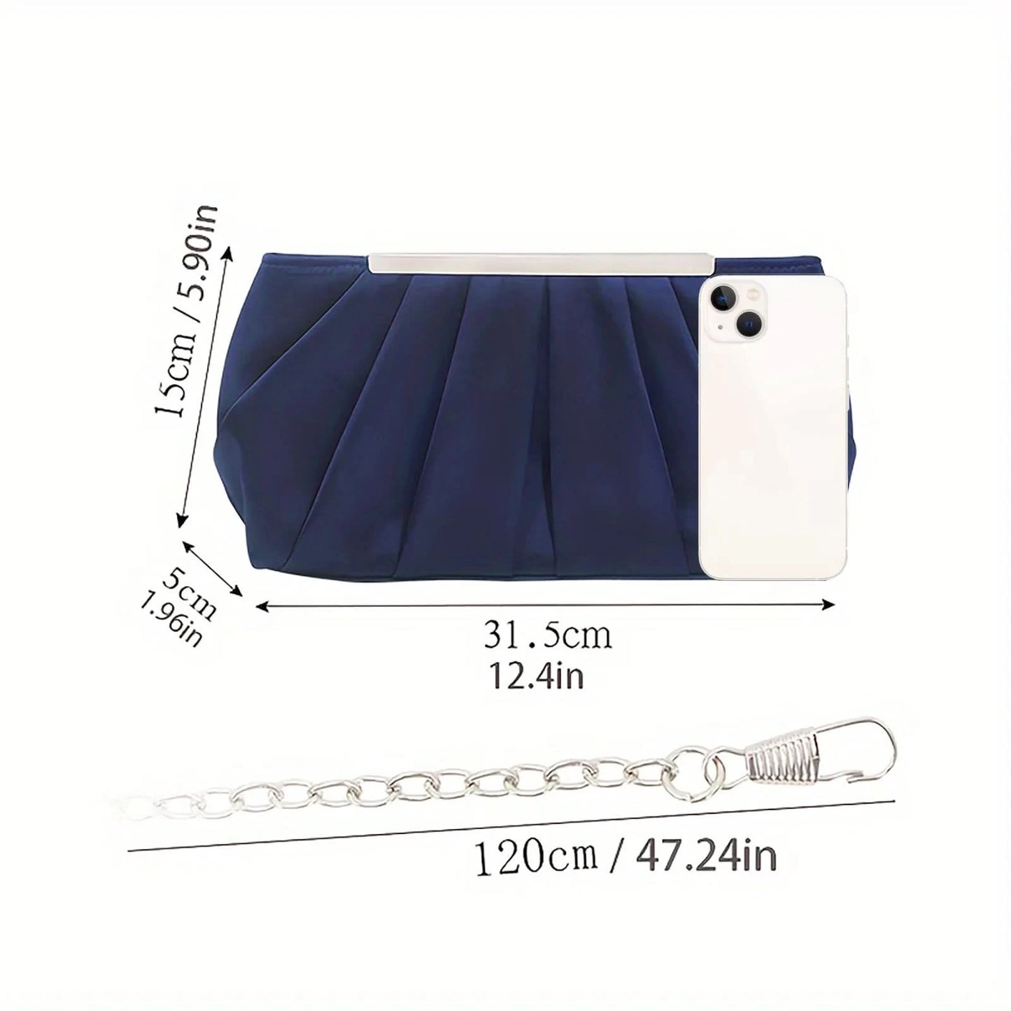 European and American pleated silk polyester dinner bag, simple and generous ladies hand bag, large capacity ladies bag - M & M Global