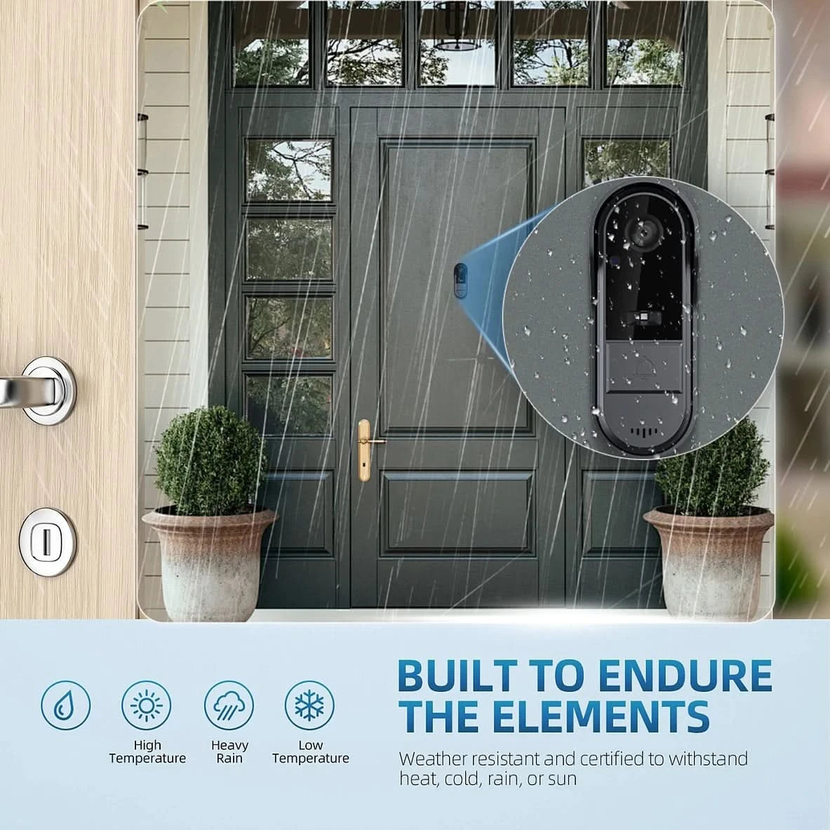 Tuya WiFi doorbell 2-way HD 1080P, microSD/cloud, waterproof, 1000mAh battery, long standby,Wireless Security Camera - M & M Global