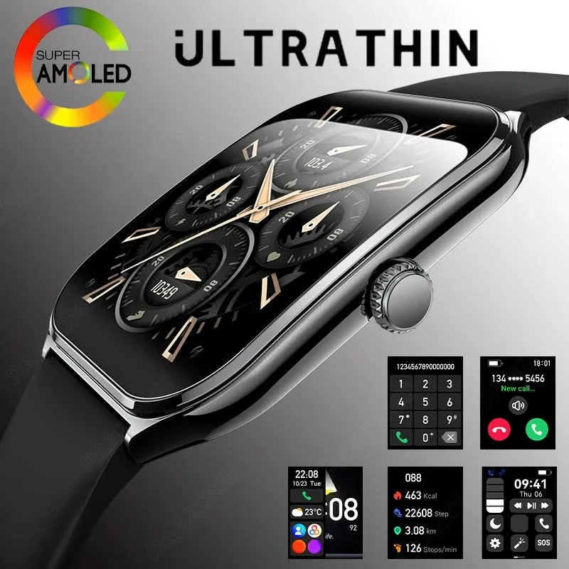 New Ultra Thin Smart Watch men 1.96" AMOLED 360*360 HD Pixel Display Always Show Time Call Reminder Smartwatch Ladies For huawei - M & M Global