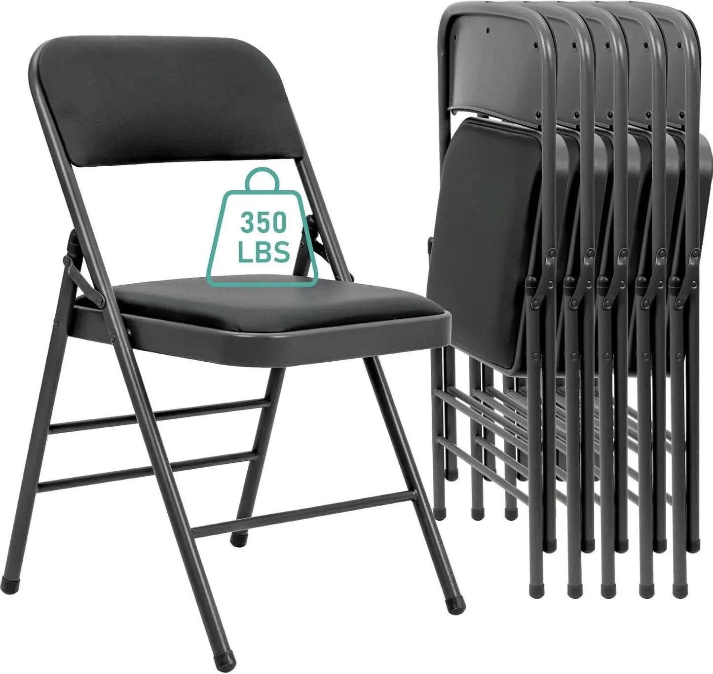 6 Pack Folding Chairs, Fabric Dining Chair Set with Padded Cushion, Indoor Outdoor Folding Chairs Seat for Home Office Events