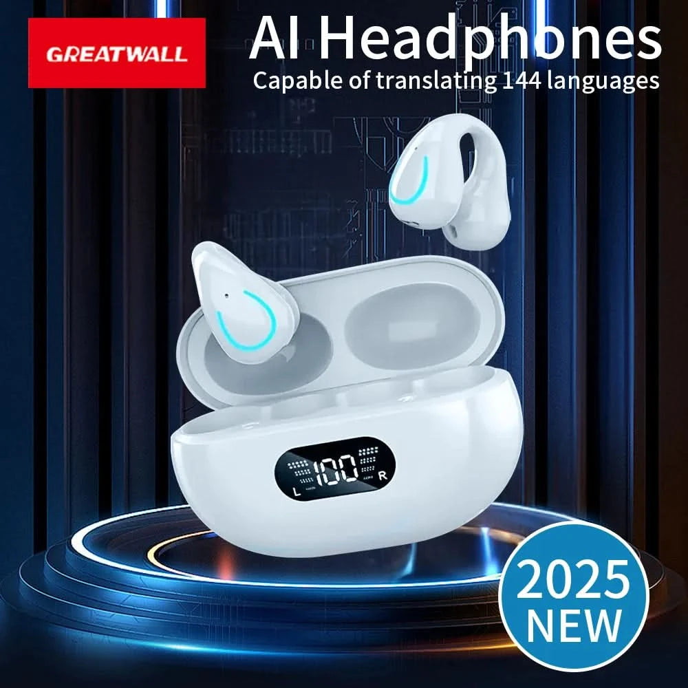 GREATWALL Translation Ear Clip, Touch Control,No Delay,High Definition Sound Quality, Can Translate 144 Languages Online