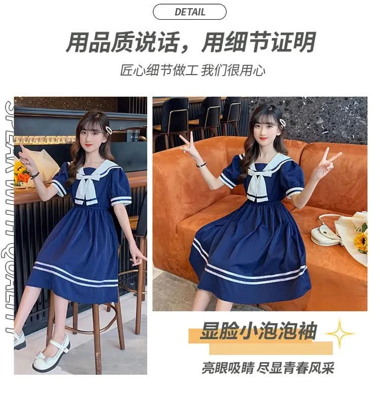Girls School Dress Summer Dresses for Kids Costume Preppy Style School Teenagers Children Clothes Vestidos Dresses - M & M Global