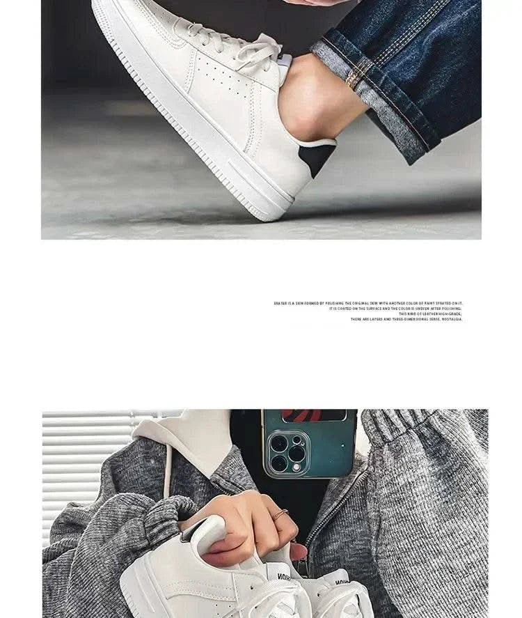 Casual Men's Sneakers Autumn 2025 New Style Winter Pure White Fiberglass Synthetic Lining Rubber Sole Unisex Leisure Shoes - M & M Global