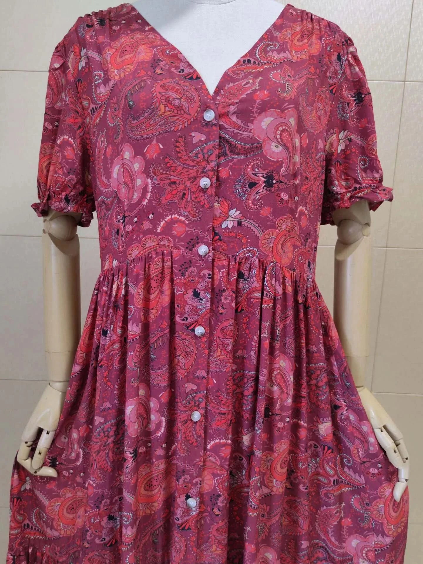 TEELYNN boho long dress Vintage 2023 floral print Chiffon three quarter sleeve v-neck summer Gypsy Hippie women dresses vestidos - M & M Global
