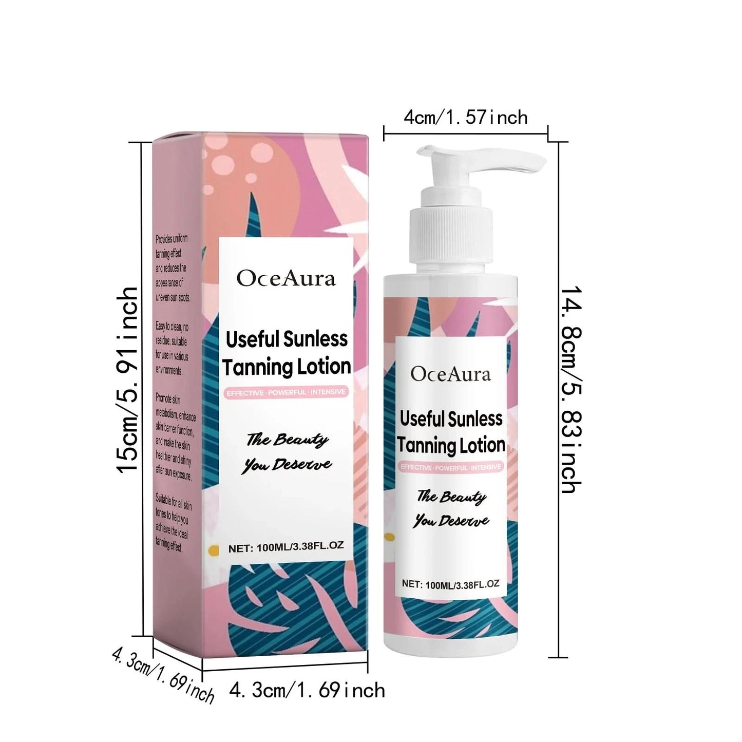 OceAura Sunless Tanning Lotion Summer Outdoor Beach Bronze Skin Improve Health Glow Nourishing Moistuirizing Non-greasy Tanning - M & M Global