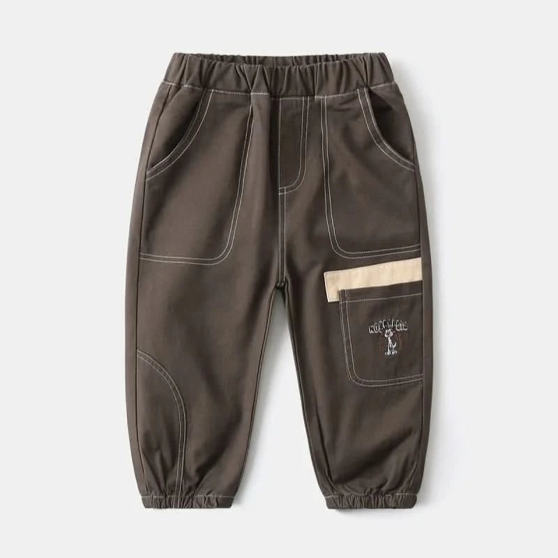 Wholesale New Children Boy Trousers Embroiedry Pockets Spliced Kids Boys Pants Casual Cotton Infant Babys Boys Bottoms 2-8Y Pant - M & M Global