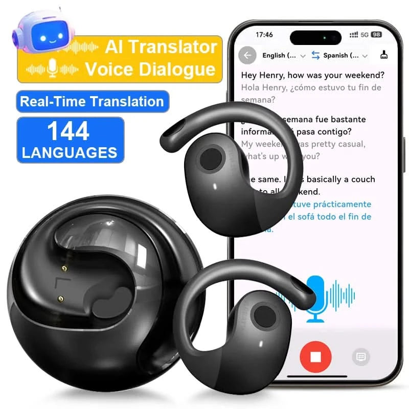 GreatWall AI Real-Time Translation Wireless Bluetooth Earphones Supporting Over 100 Voice Languages Translation Headphones - M & M Global