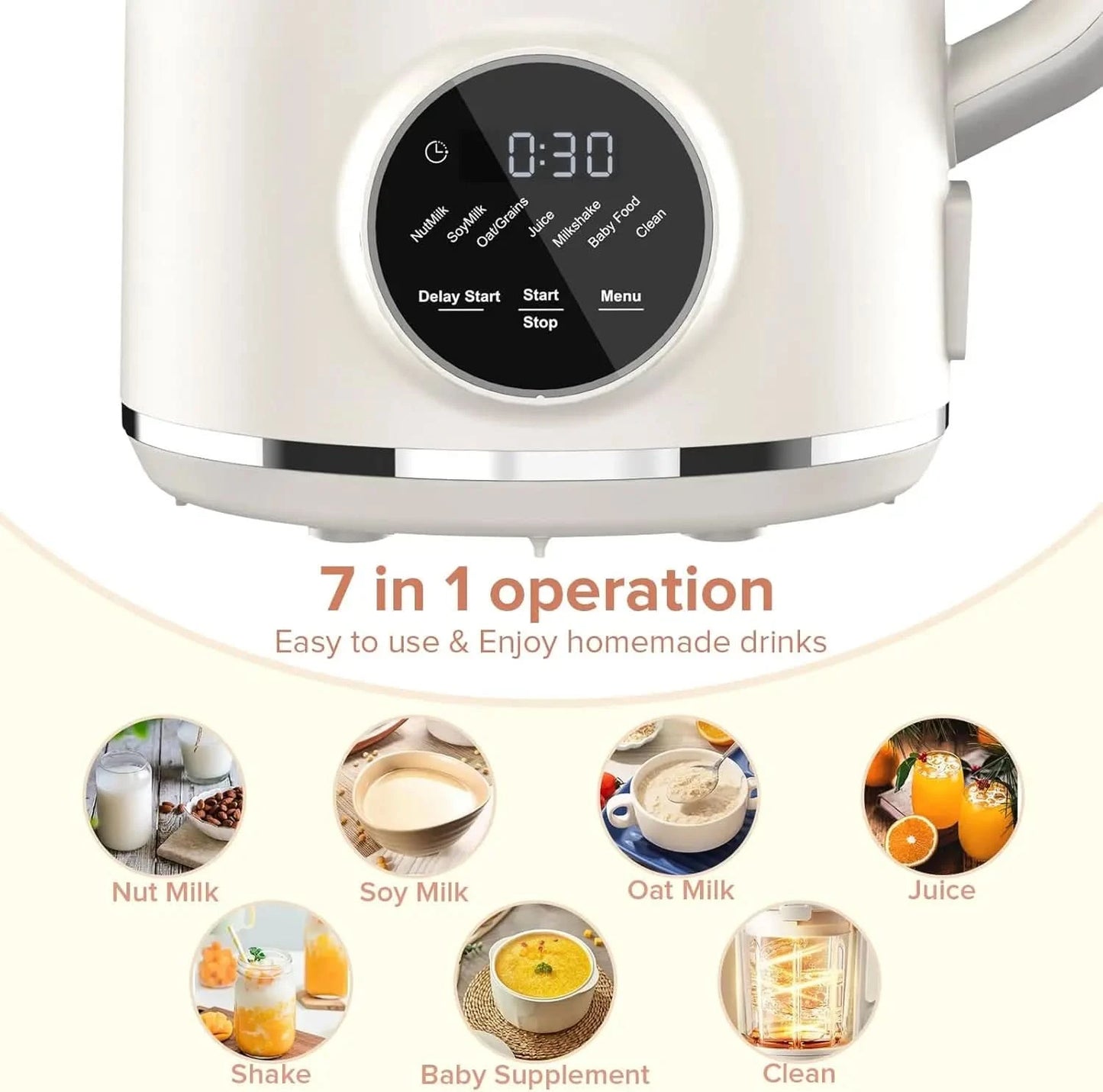 N7 Nut Milk Maker, 50oz (1.5L) Automatic Soy Milk Maker Machine for Homemade Oat Milk, Nutmilk, Juice, Milkshake, Baby Food, Gra - M & M Global
nut milk maker
almond milk maker
soy milk machine
oat milk maker
plant-based milk
vegan milk machine
automatic soy milk maker
homemade milk maker
baby food maker
smoothie blender
juice extractor
centrifugal juicer
1.5L milk maker
50oz capacity blender
kitchen appliances
non-dairy milk
dairy-free milk maker
electric milk maker
self-cleaning milk maker
multi-function