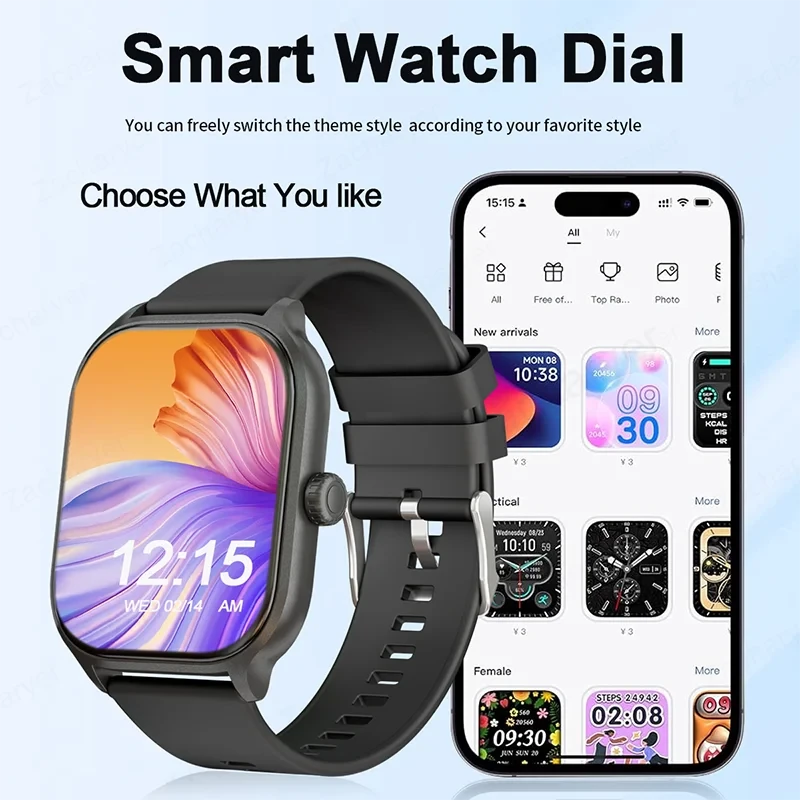 Smart watch with full touch screen, call, message reminder and other functions, compatible with iPhone/Android phones