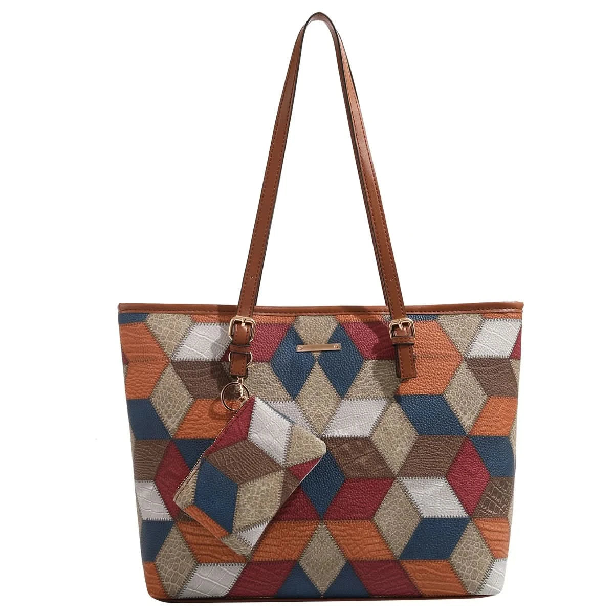 2024 Europe and the United States new women's handbag shoulder bag cross pattern simple fashion bag - M & M Global