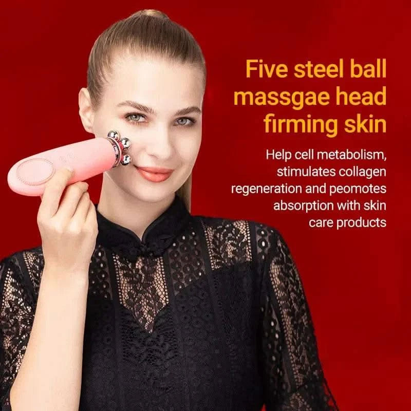 2024 New Rechargeable Sonic Facial Cleansing Brush with Hot and Cool Compress Silicone Face Cleanser for Deep Cleaning - M & M Global
