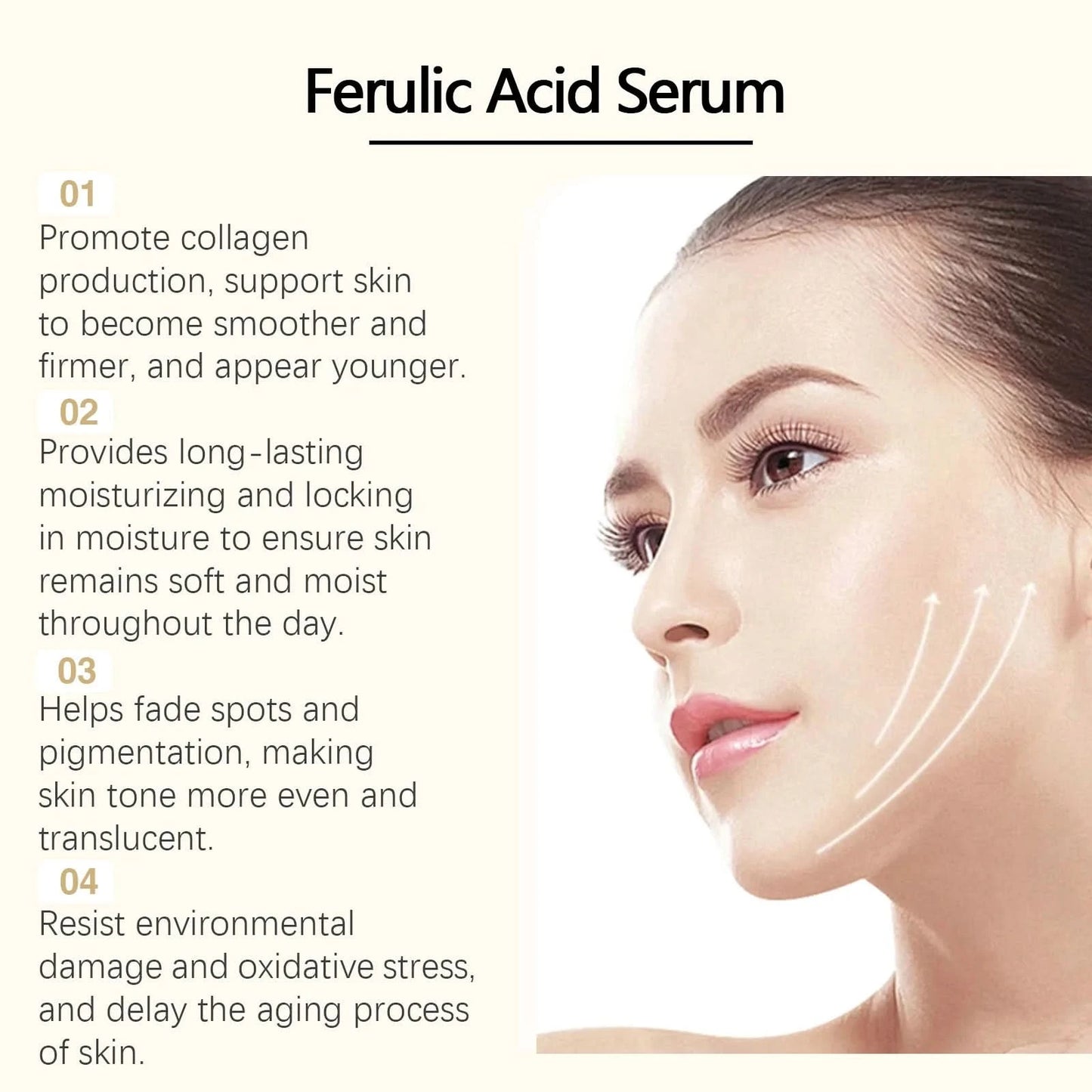 Ferulic Acid Serum Fade Fine Lines Firming Moisturizing Brightening Shrink Pores Vitamin C E Facial Essence Nourishing Skin Care - M & M Global
