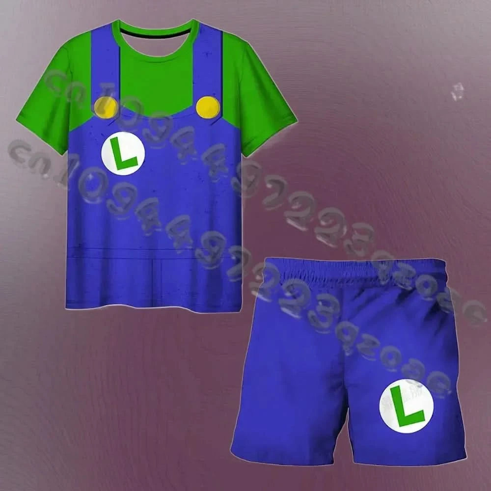 25/26 Sonic Fashion Cute Girl 3D Top T-shirt Short Sleeve+Shorts Two Piece Set Girls and Boys Children's Top Short Sleeve - M & M Global