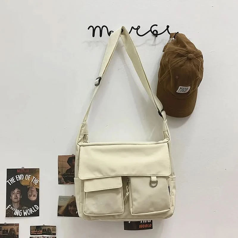 Korean Ulzzang Messenger Bag Women New 2023 Nylon Bags Multipockets Crossbody Bags For Women School Book Shoulder Bag Girls Sac - M & M Global