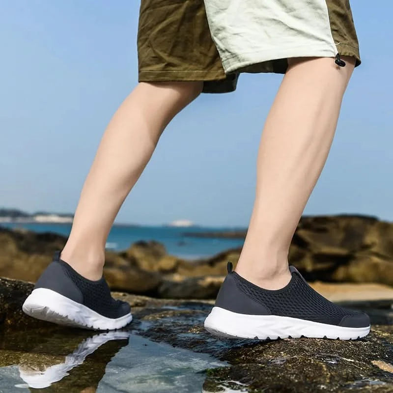 YRZL Men's Sneakers Breathable Mesh Men Casual Shoes Outdoor Non-Slip Big Size Loafers Walking Lightweight Male Tennis shoes - M & M Global