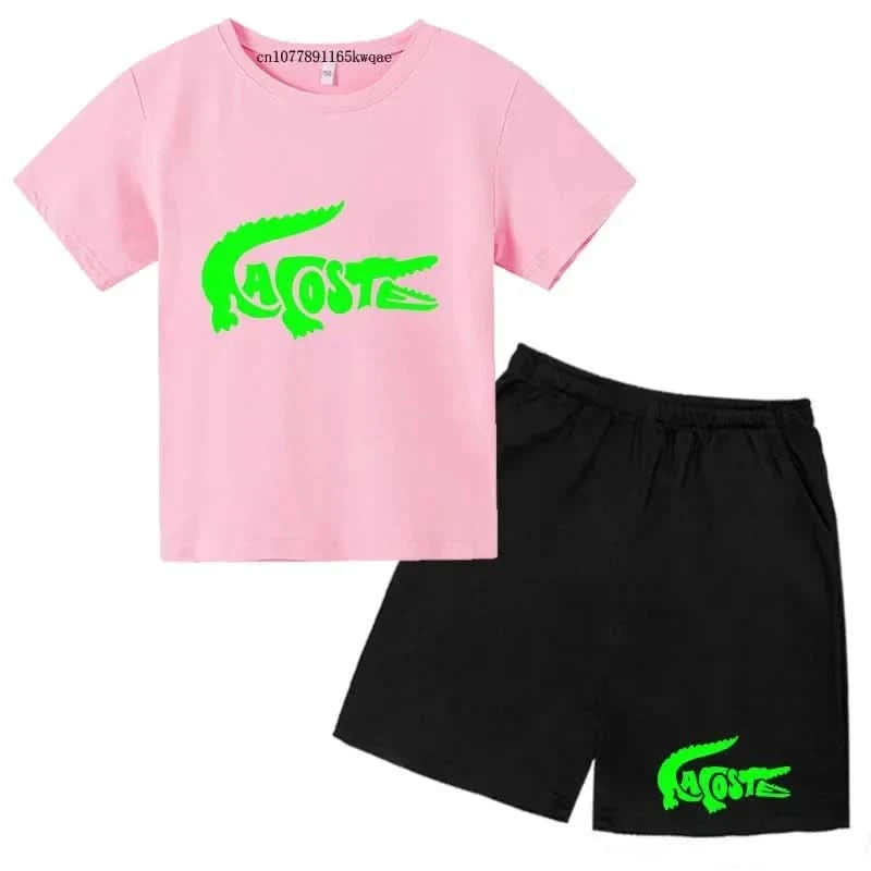 Summer Brand Casual 3-12Y Short Sleeve+Shorts Fashion Children's T-shirt Boys Girls leisure Set - M & M Global