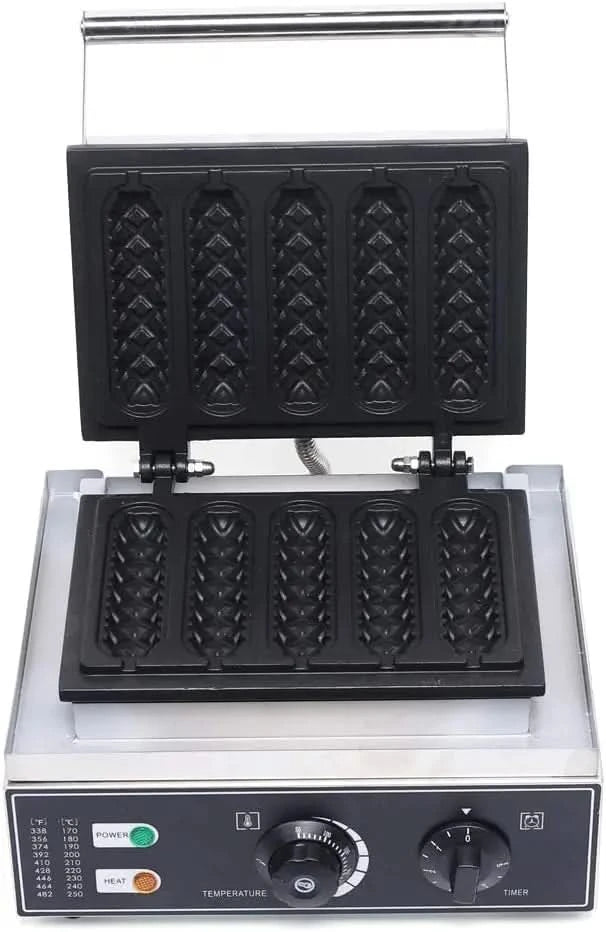 110V Nonstick 2-Shape Commercial Electric 5pcs Hot Dog Maker Machine Waffle Baker Electric Waffle Maker Muffin Machine Corn Dog - M & M Global