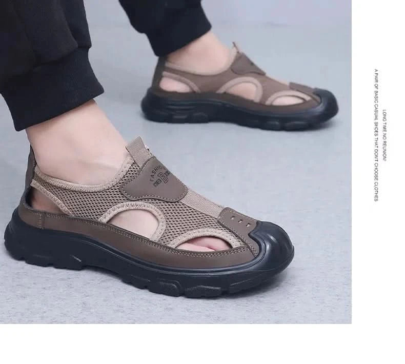 Summer New Men's Baotou Casual Net Surface Breathable Beach Shoes Lightweight Non-slip Sandals for Men sandal casual sneakers - M & M Global