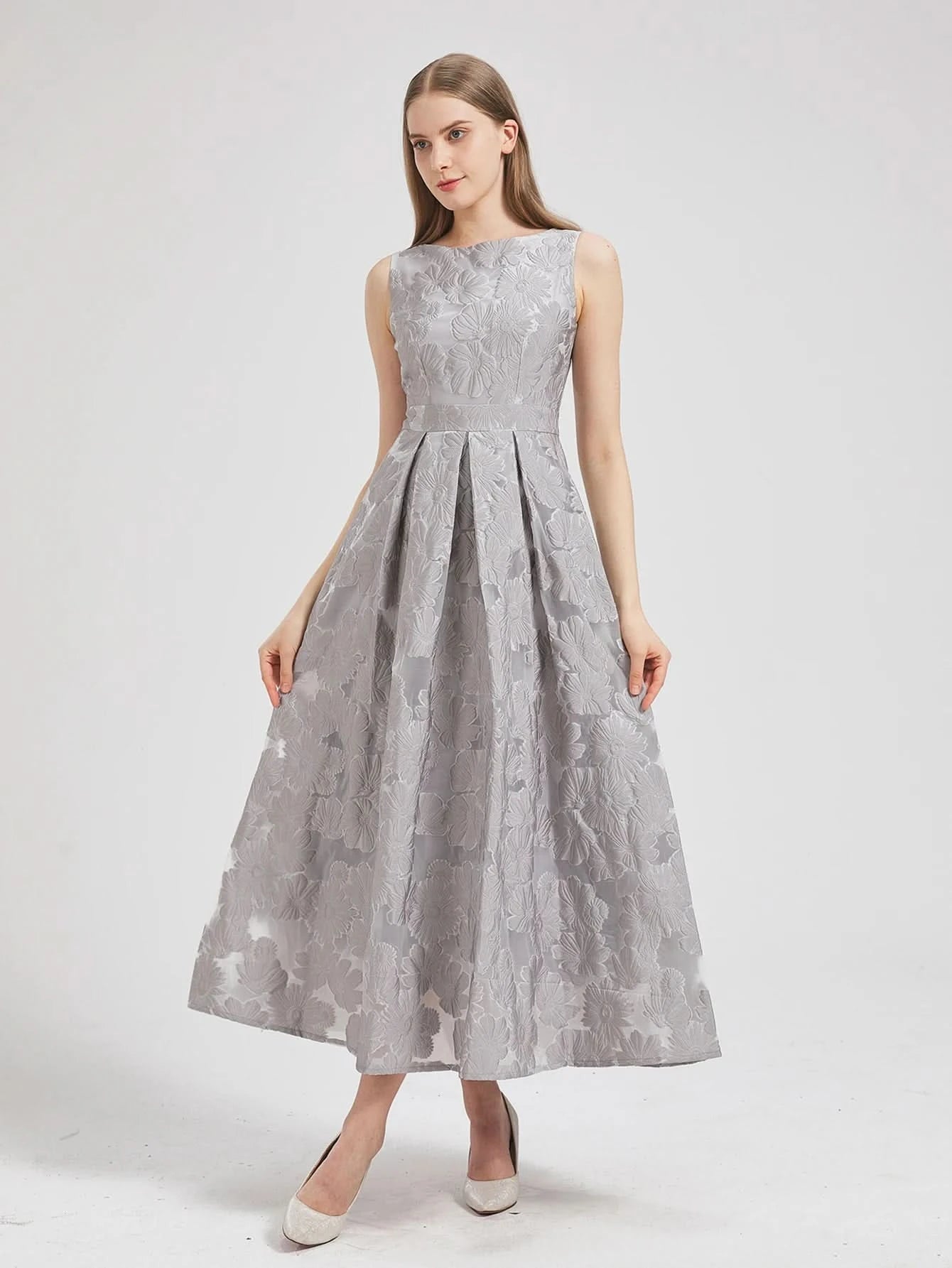 Women 2024 New Fashion Organza Flower Embroidery Elegant Long Dress Summer Sleeveless Dresses Lady Holiday Evening Prom Vestido - M & M Global