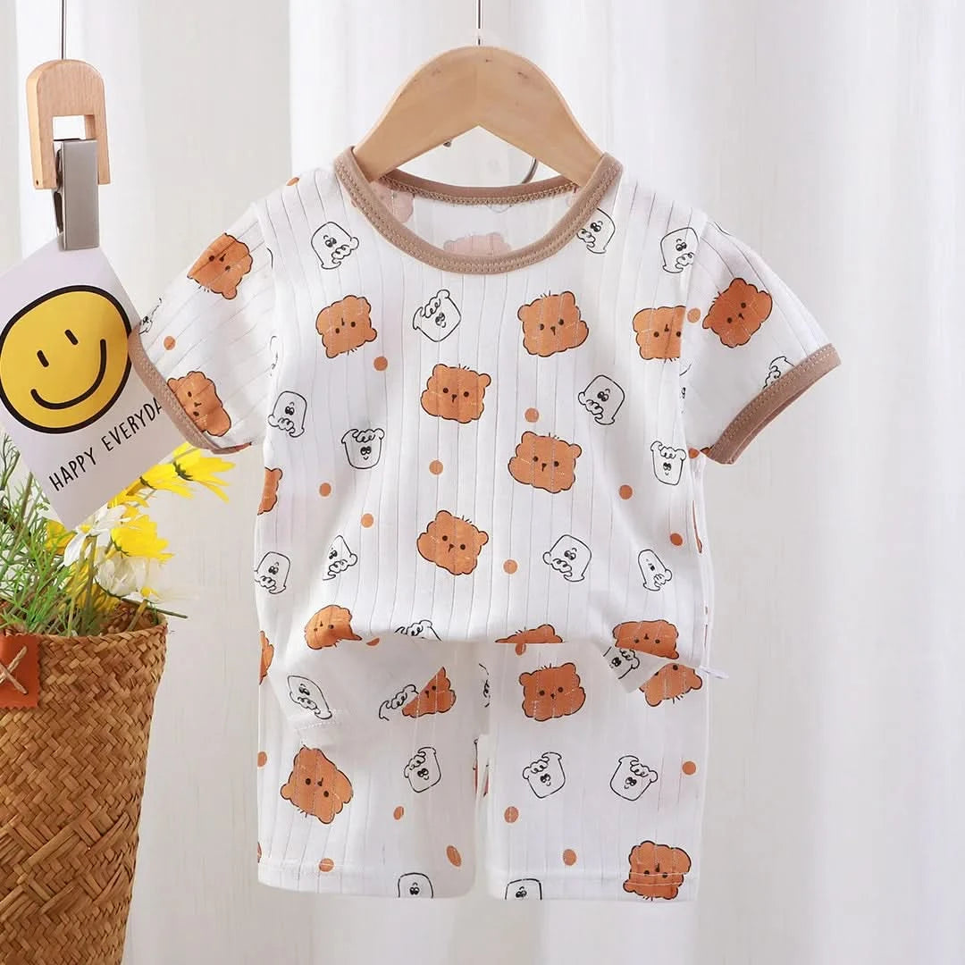 New Kids Boys Girls Summer Clothing Sets Children Cute Cartoon Print Short Sleeve T-Shirt Tops with Shorts Toddler Baby Pajamas - M & M Global