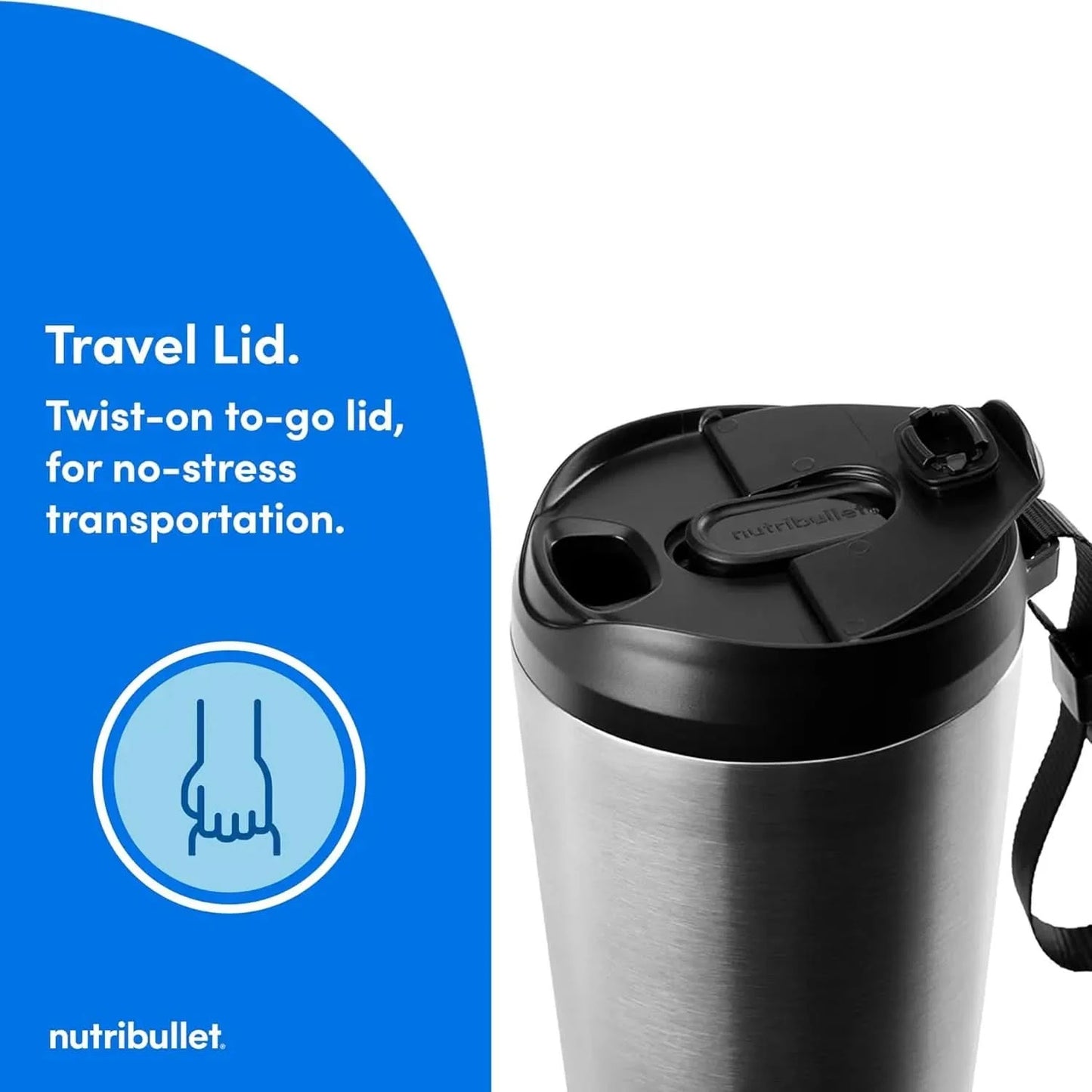 Flip Portable Blender with Insulated Cup, Cordless, Brushed Stainless, NBPB50350SS - M & M Global