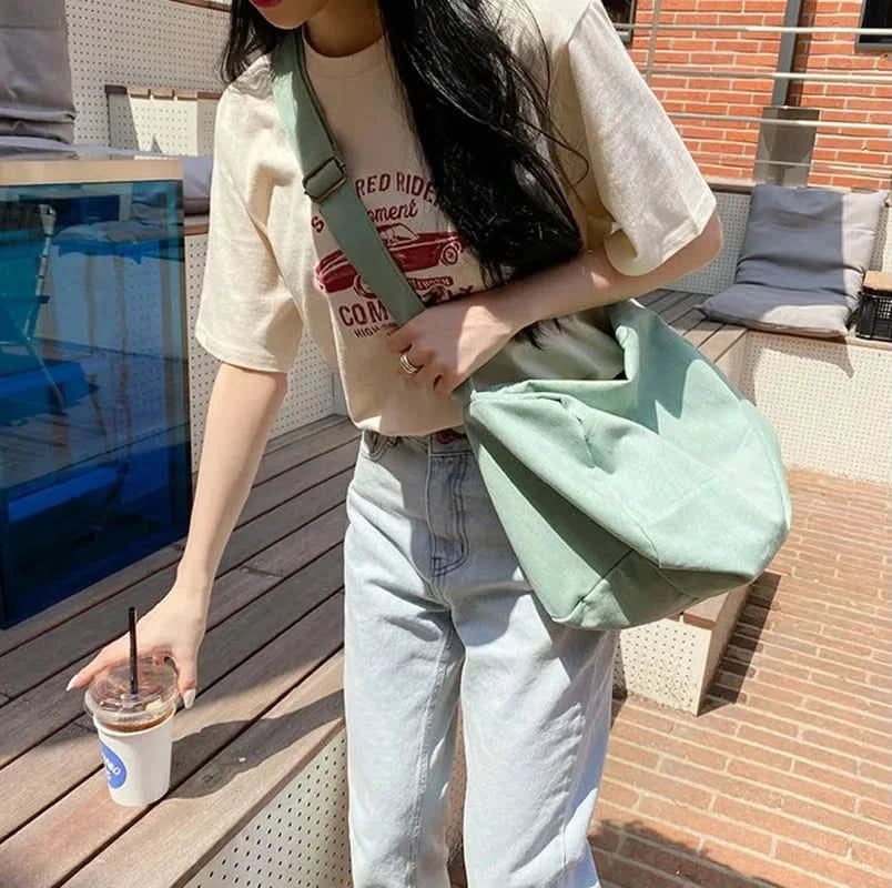 Women Shoulder Bag Large Canvas Crossbody Bags For Women Fashion Korean Female Student School Bag Chic Messenger Bag Handbags - M & M Global