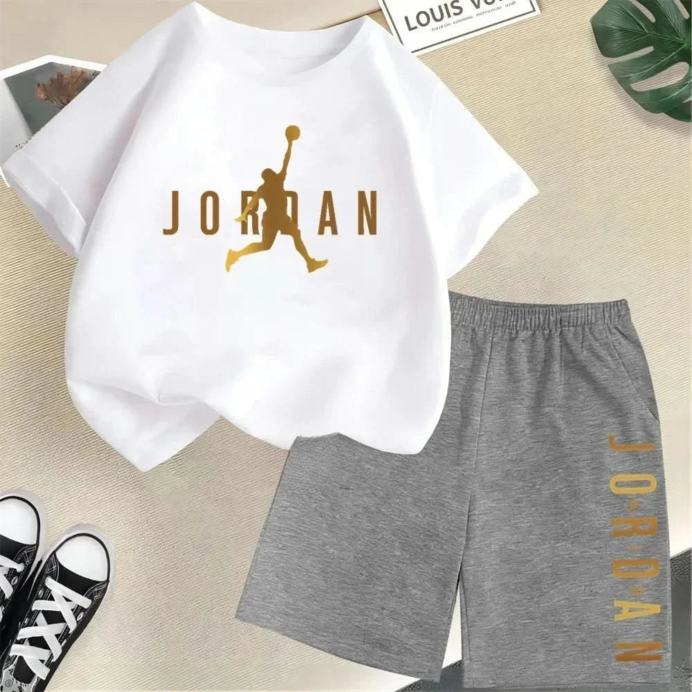 Hot Sales Summer Slam Dunk Master Pattern Print Children Short Sleeve T-shirt+Shorts 2pcs Set Kids Boy Girl Fashion Sportsuit - M & M Global