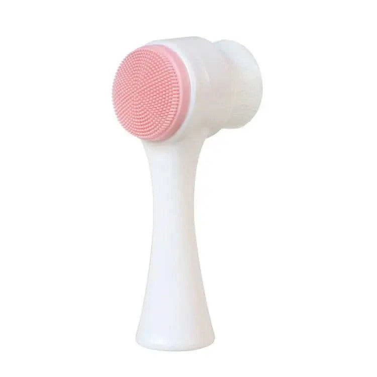 3D Double Silicone Facial Cleansing Brush Manual Massage Facial Brush Soft Bristles Exfoliator Double Sided Face Wash Brush - M & M Global