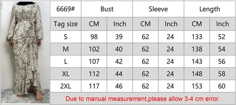 Muslim Women's dress Casual print bark crepe long dress Zipper collar long sleeves loose Muslim maxi dress - M & M Global