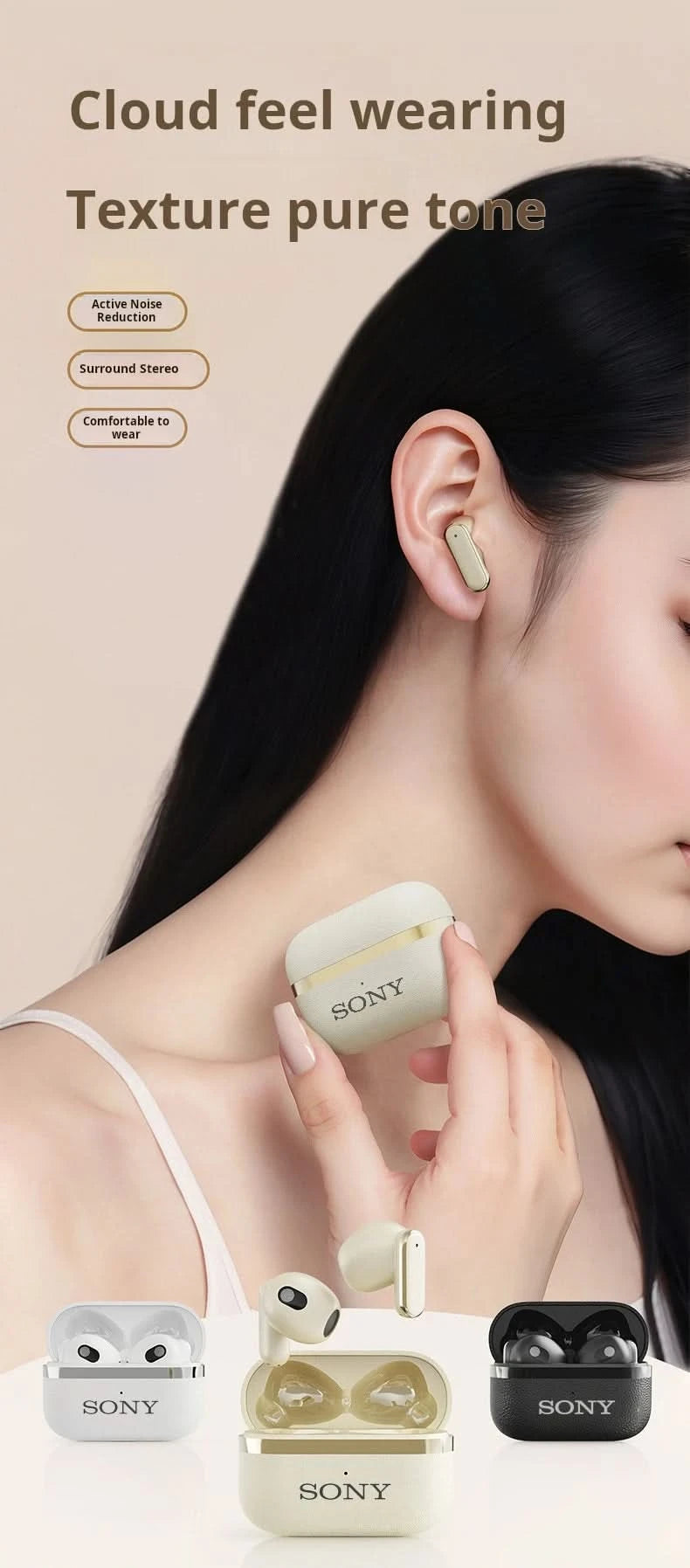 Original Sony Wireless Earbuds Bluetooth Earphones 5.3 TWS Headset Touch Control Sports Gaming Headphones with ENC Mic Noise