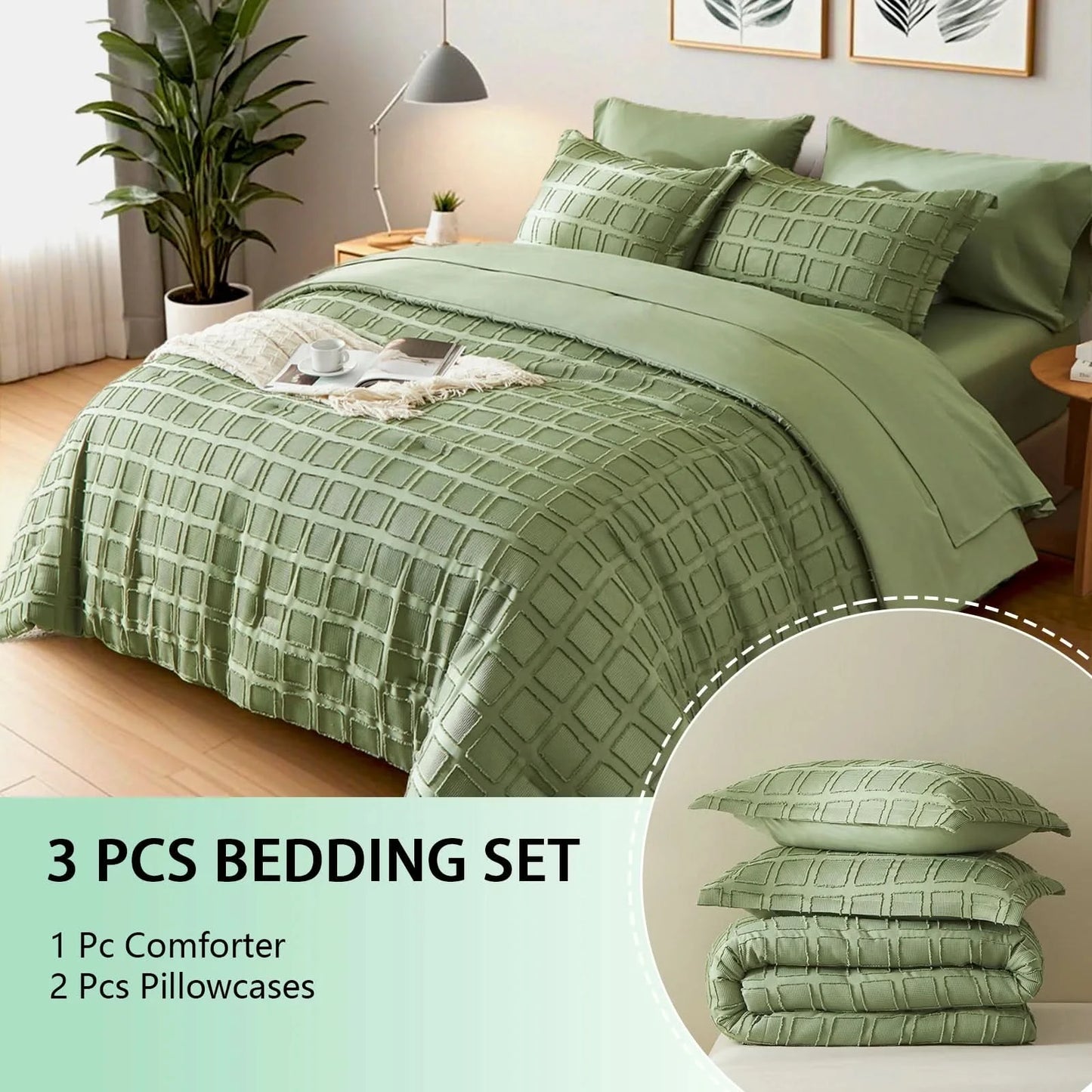 Queen Solid Color Comforter Set with Cut Flower Design β Lightweight, Breathable Microfiber Bedding for All Seasons, Machine Washable