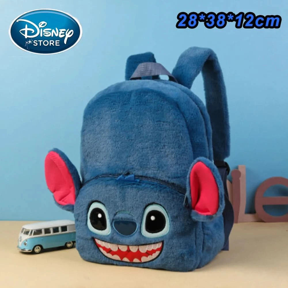 New Disney Plush Backpack Ins Japanese Blue Stitch Funny Cartoon Large-Capacity Student Backpack Kindergarten Bag Child Gift - M & M Global