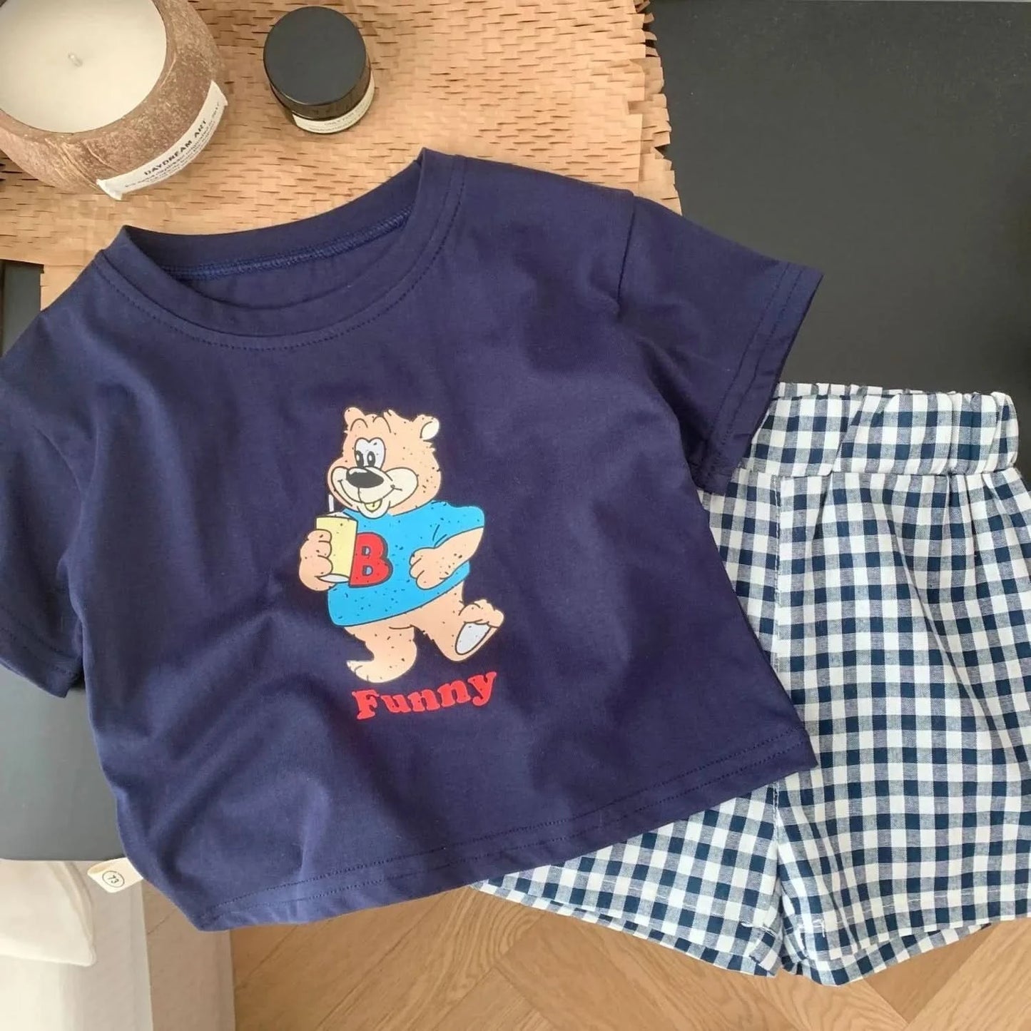 Popular Design Baby Boys T-shirt Suit Summer Clothes Cartoon Fashion Toddler Plaid Shorts Short Sleeve Set Children's Wear 6m-6y - M & M Global