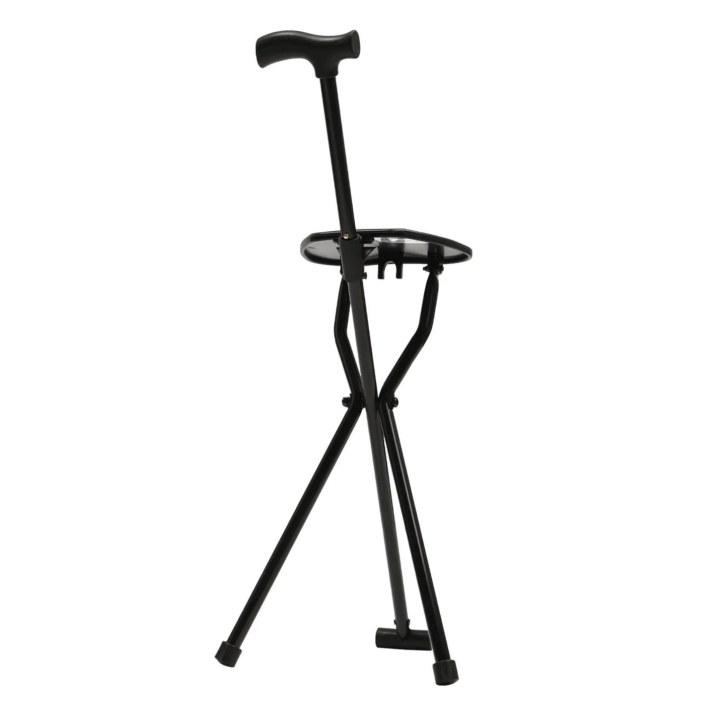 Portable Folding Cane with Seat Travel Cane Chair Walking Cane Walking Chair Walking Stick Walking Stool Load 249.12lbs Black