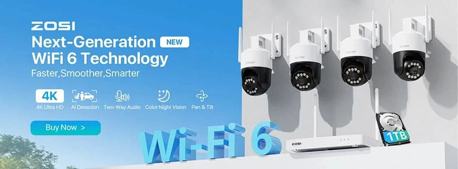ZOSI 360° Smart Home Security Camera PTZ Auto Tracking Baby Monitor AI Panoramic HD Night Vision Indoor WiFi Surveillance Camera