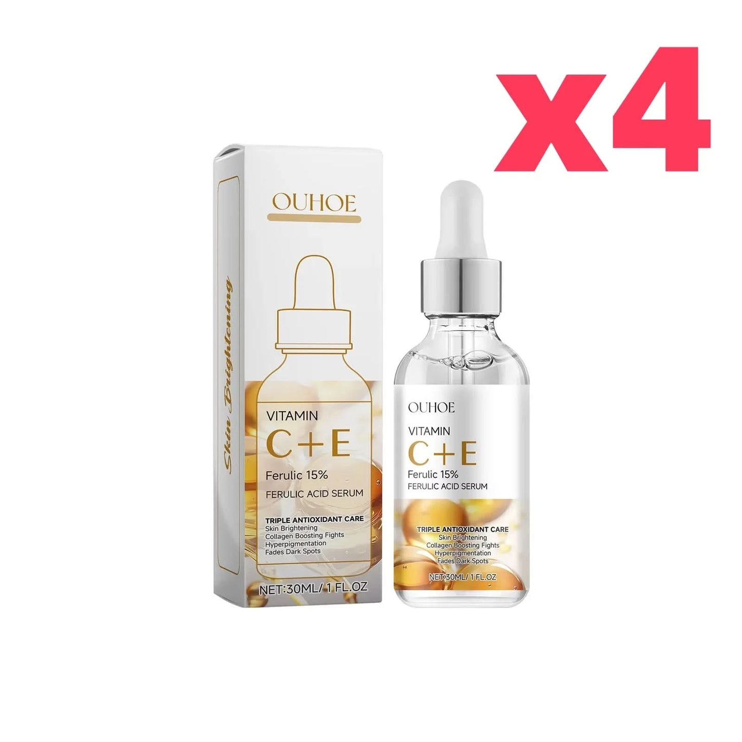 Ferulic Acid Serum Fade Fine Lines Firming Moisturizing Brightening Shrink Pores Vitamin C E Facial Essence Nourishing Skin Care - M & M Global
