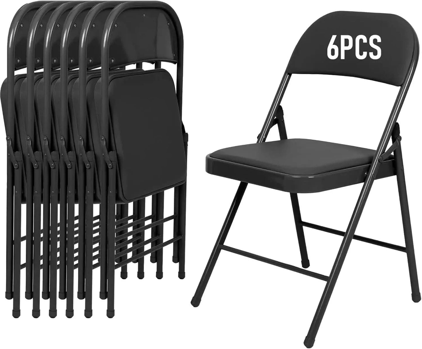 6 Pack Folding Chairs, Fabric Dining Chair Set with Padded Cushion, Indoor Outdoor Folding Chairs Seat for Home Office Events