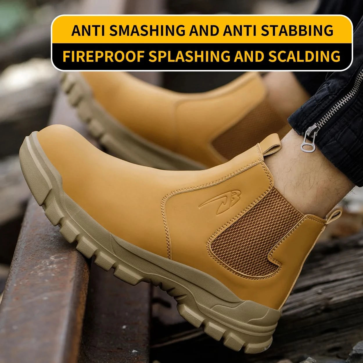 Waterproof Men's Safety Work Boots Steel Toe Shoes Anti Impact And Anti-Puncture Outdoor Adventure Hiking Protective Boots