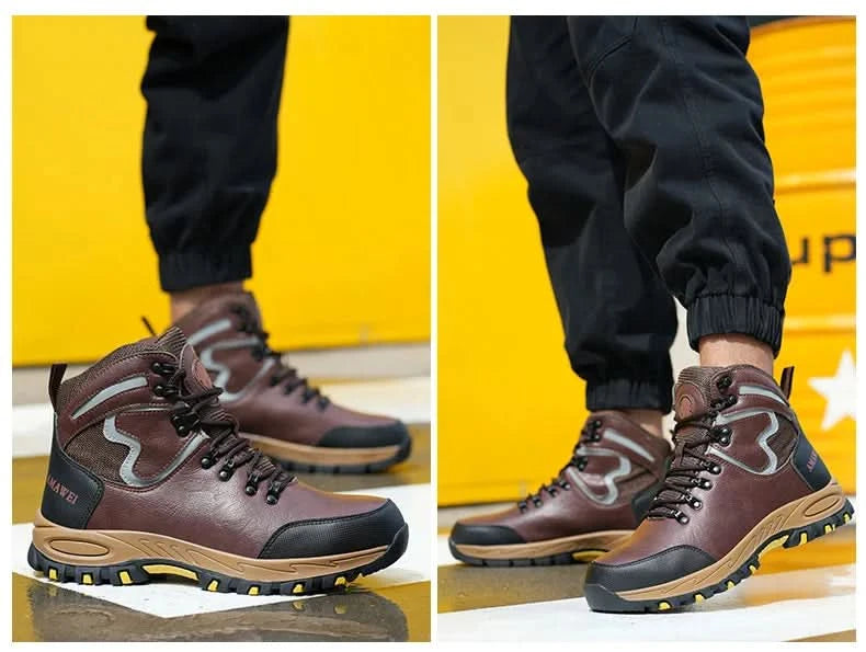 Widen Safety Boots Men Work Indestructible Shoes Climbing Boots Steel Toe Protective Boots Anti-smash Anti-puncture Safety Shoes