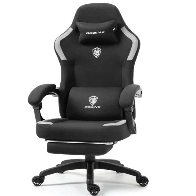 Dowinx Fabric Gaming Chair with Pocket Spring Cushion,Breathable Computer Chair with Massage Lumbar Support and Footrest