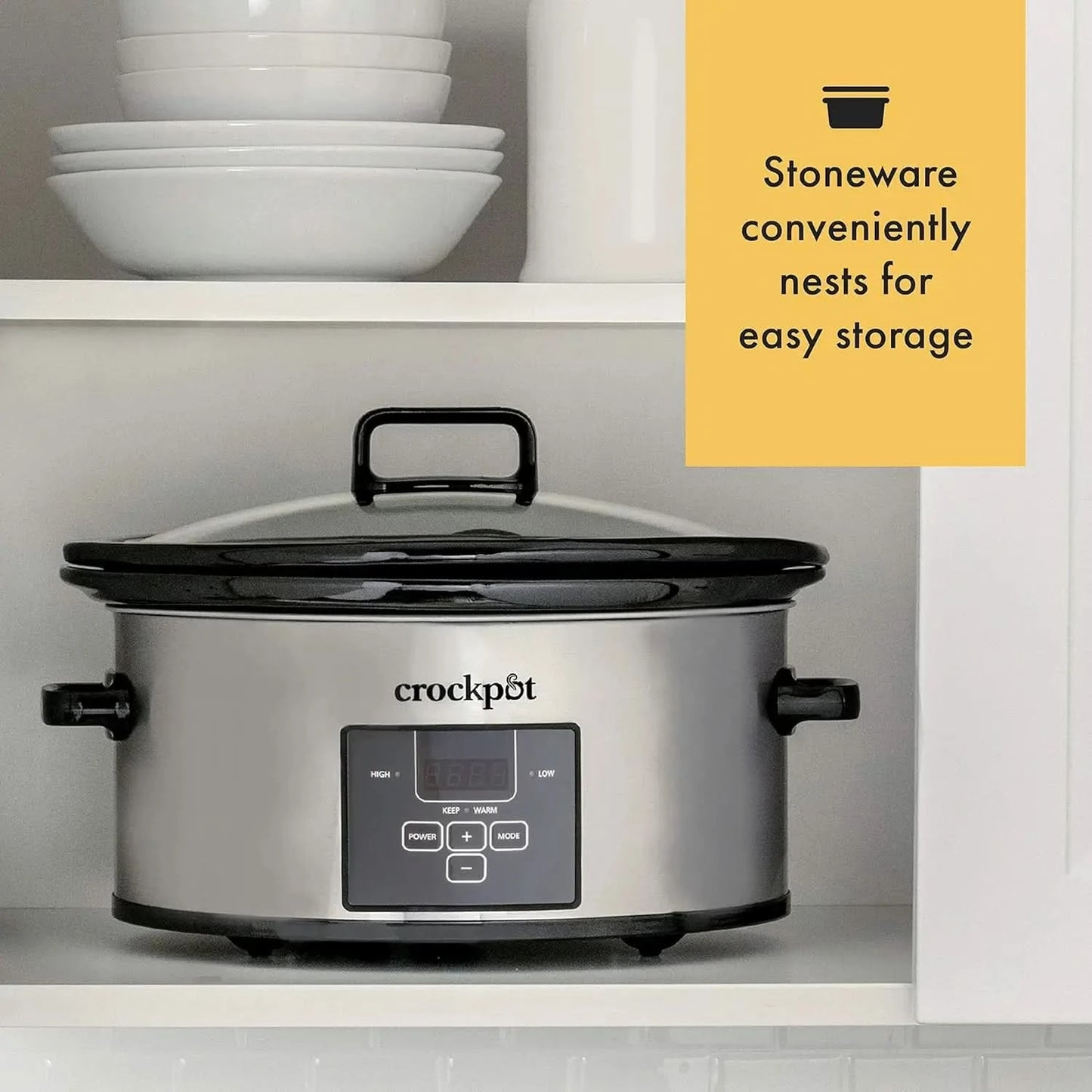 6 Quart and Split 2.5 Quart Double Slow Cooker and Food Warmer, Programmable Slow Cooker with Timer, Stainless Steel - M & M Global